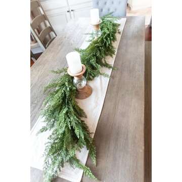 Vita Domi 72" Faux Cedar Garland Realistic, Extra Full Cedar Christmas Garland for Mantle, Norfolk Pine Garland for Stairs, Garlands for Decoration Christmas, Cedar Garland Artificial Realistic