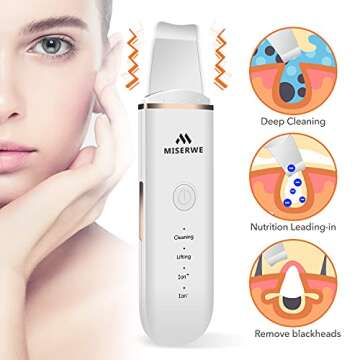 Skin Scrubber Face Skin Spatula Facial Scrubber Spatula for Deep Cleansing Blackhead Remover Pore Cleaner with 4 Modes (White)