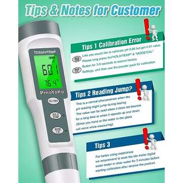 High Accuracy 3 in 1 Digital pH/TDS Meter