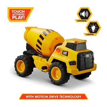 CAT Construction Toys, Construction 11.5" Power Haulers Cement Mixer, Realistic Lights & Sounds, Motion Drive Technology, Working Features, and Interactive Play for Ages 3+