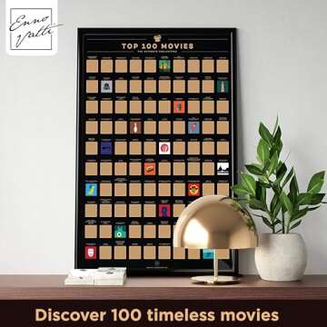 Enno Vatti Top 100 Movies Scratch Off Poster - Bucket List of Best Films - 100 Movie Scratch Off Poster (16.5" x 23.4") - Including Top 100 Movie Posters - Gift for Movie Lovers