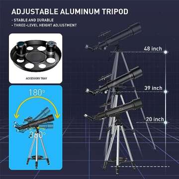 Qniuco Telescope, 70mm Aperture 600mm Telescopes for Adults Astronomy & Kids & Beginners, Portable Refracting Telescope with an Adjustable Tripod, a Bag, a Phone Adapter