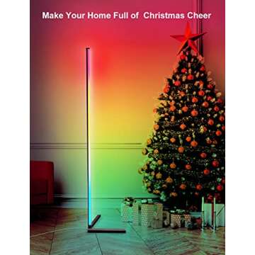 Corner Floor Lamp,65” Color Changing LED Floor Lamp with Music Sync,Modern Mood Lighting Corner Lamp with Remote & App Control, Creative DIY Mode & Timing,RGB Floor Lamp for Living Room Gaming Room