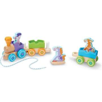 Melissa & Doug Pull Train with Rocking Farm Animals