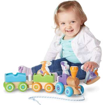 Melissa & Doug Pull Train with Rocking Farm Animals