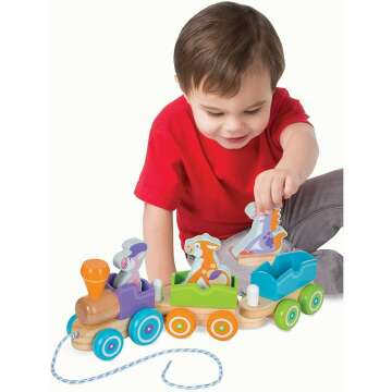 Melissa & Doug Pull Train with Rocking Farm Animals