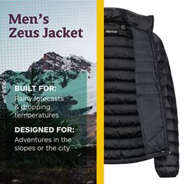 MARMOT Men's Zeus Jacket | Warm and Lightweight Jacket for Men, Ideal for Winter, Skiing, Camping, and City Style, Jet Black, XX-Large