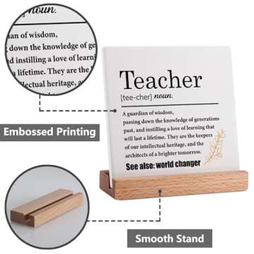 Teacher Appreciation Gifts for Women Men, Teacher Definition Gifts, Retirement Graduation Thank You Gift for Teacher, Teacher Gifts from Student, Desk Decorative Signs-Teacher Definition Plaque