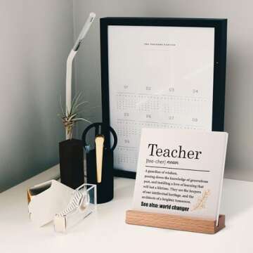 Teacher Appreciation Gifts for Women Men, Teacher Definition Gifts, Retirement Graduation Thank You Gift for Teacher, Teacher Gifts from Student, Desk Decorative Signs-Teacher Definition Plaque