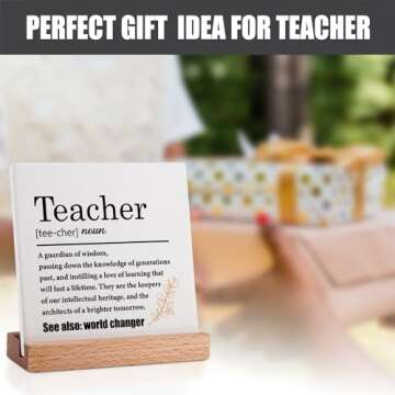 Teacher Appreciation Gifts for Women Men, Teacher Definition Gifts, Retirement Graduation Thank You Gift for Teacher, Teacher Gifts from Student, Desk Decorative Signs-Teacher Definition Plaque