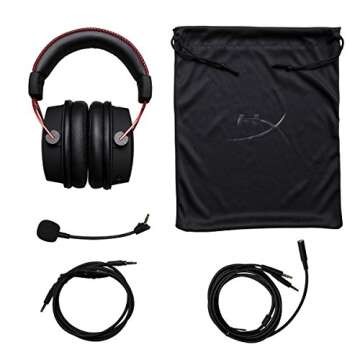 HyperX Cloud Alpha Gaming Headset Headphone Wired Detachable Noise Cancelling Microphone Dual Chamber Drivers Memory Foam Over-ear Soft Leatherette for PC Xbox Nintendo Switch PS4 Black Red (Renewed)