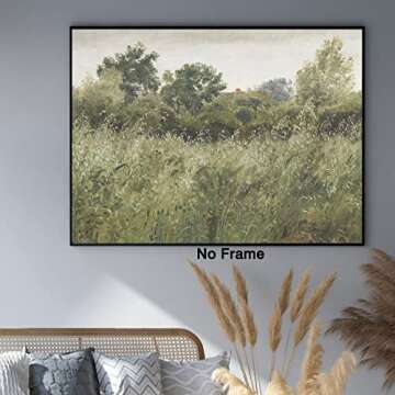 Vintage Landscape Canvas Painting Wall Art Wildflower Painting on Canvas for Kitchen Forest Landscape Prints Vintage Landscape Oil Painting Meadow Artwork for Dining Room Decor 16x20inch No Frame