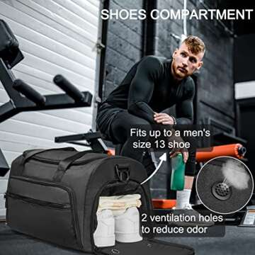 Compact Water Resistant Gym Bag for Workouts