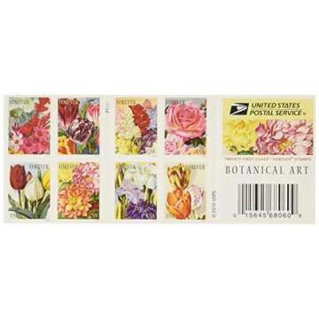 20 Botanical Art USPS Forever First Class Postage Stamps Beautiful Flower Bloom