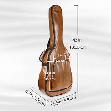 Mr.Power Guitar Gig Bag for 40 41 inch Full Size Acoustic Guitar Classical Guitar PU Leather Musicians Gear