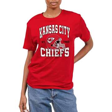 Junk Food Clothing x NFL - Kansas City Chiefs - Team Helmet - Unisex Adult Short Sleeve Fan T-Shirt for Men and Women - Size X-Large