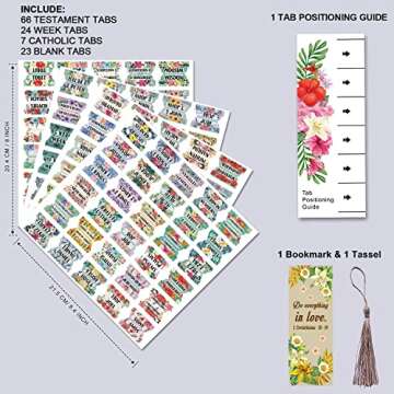 Bible Index Tabs New & Old Testament Tabs Matte Laminated Floral Design - 122 Pcs (Floral)