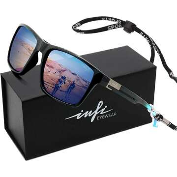 INFI Fishing Polarized Sunglasses for Men Driving Running Golf Sports Glasses Square UV Protection Designer Style Unisex