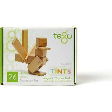 26 Piece Tegu Discovery Magnetic Wooden Block Set - Colorful Tints for Creative Play