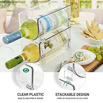 JINAMART Wine Racks Countertop for Kitchen - Set of 2 Stackable Wine Bottle Holder - Wine Storage Racks for Fridge, Kitchen, & Pantry (Hold 2 Bottles)