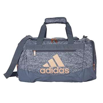 adidas Unisex Adult Defender 4.0 Duffel, Durable Athletic Sports Gym Travel Bag for Men and Women, Jersey Onix Grey/Rose Gold/Onix Grey, Small (38 L)