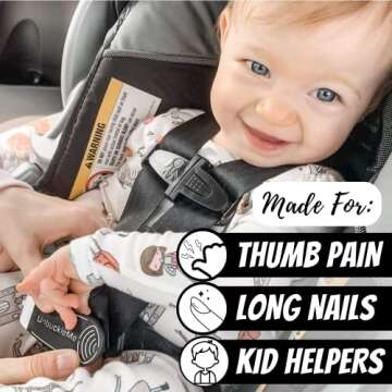 UnbuckleMe Car Seat Buckle Release Tool - Easy Opener Aid for Arthritis, Long Nails, Older Kids - Button pusher for infant, toddler, convertible 5 pt harness car seats - As Seen on Shark Tank (Aqua)