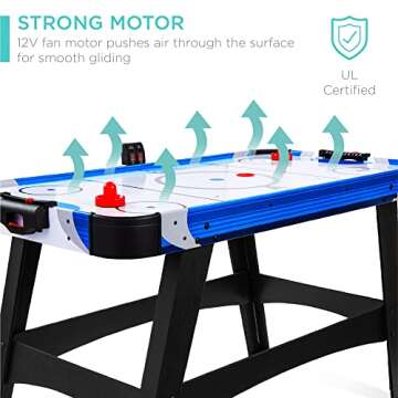 Best Choice Products 58in Mid-Size Arcade Style Air Hockey Table for Game Room, Home, Office w/ 2 Pucks, 2 Pushers, Digital LED Score Board, Powerful 12V Motor, Carrying Bag