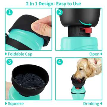 PETDOTT Dog Water Bottle, Portable Dog Water Bowl Dispenser Puppy Travel Water Bowl, Pet Water Bottle for Thirsty Dogs Outdoor Walking, Hiking, Travel, Leak Proof & BPA Free-Safe Hydration