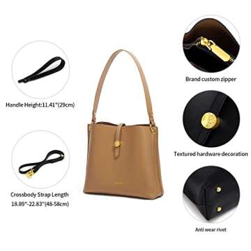 Cnoles Women Genuine Leather Designer Tote Bags Purses And Handbags For Women Fashion Ladies Top Handle Shoulder Satchel Bag Light Brown