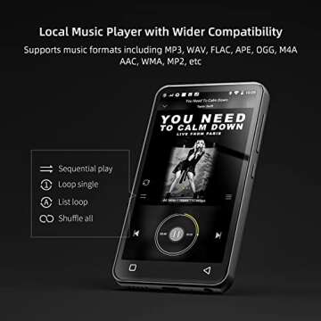 MP3 Player with Bluetooth and WiFi,MP3 Player with Spotify,Spotify Kids,Audible,Pandora,Amazon Music,4" Music Player MP4 Up to 1TB(80GB,Grey)