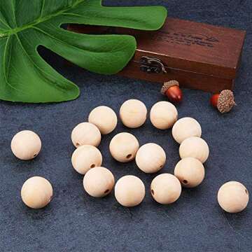 PH PandaHall 100pcs Wooden Beads 25mm Natural Wood Bead Unfinished Wooden Loose Beads Large Wood Beads for Christmas Tree Wreath Bracelet Pendants DIY Crafts Jewelry Making