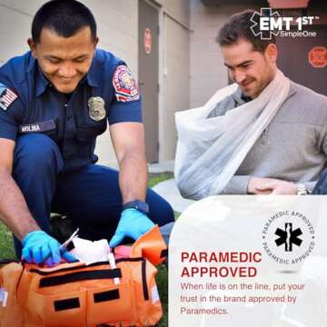 EMT 1st Emergency Responder First Aid Kit | Medical Trauma Bag for Disaster Preparedness | Perfect for Wilderness, Camping, Home, Car, & Office | Our Lightweight Kits Come with 40 Unique Items