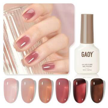 GAOY Rose Garden Jelly Gel Nail Polish - 6 Sheer Shades for Salon Quality Manicure