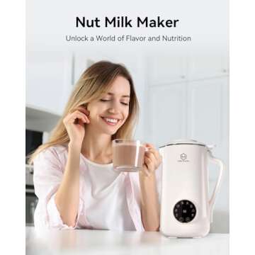 Nut Milk Maker Machine 34oz, Multi-Function Cow Milk Maker, Soy Milk Maker with 10 Blades for Homemade Plant-Based Milk, Oat, Soy, Cow and Dairy Free Beverages with 12 Hours Timer/Auto-clean