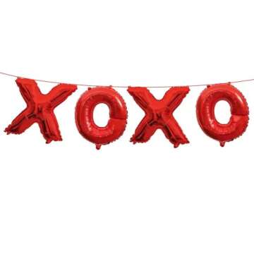 Soochat XOXO Balloons | Valentine Letters Mylar Foil Balloons - Bachelorette Parties Wedding Bridal Showers Photo Props Decorations Valentines Day Party Supplies (Red)