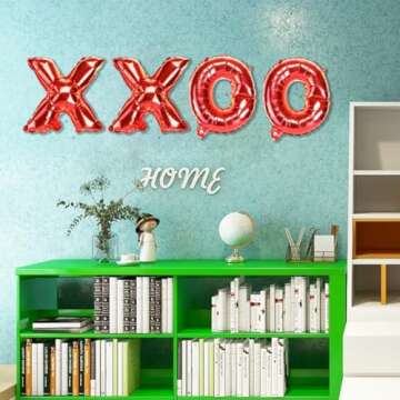 Soochat XOXO Balloons | Valentine Letters Mylar Foil Balloons - Bachelorette Parties Wedding Bridal Showers Photo Props Decorations Valentines Day Party Supplies (Red)