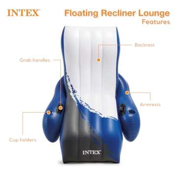 Intex Inflatable Lounge Pool Recliner Lounger Chair with Cup Holders