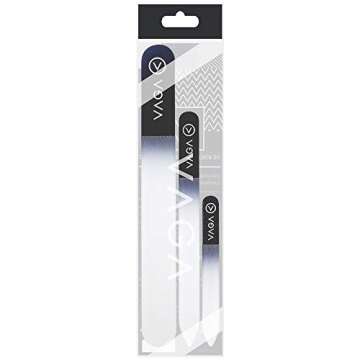 VAGA Genuine Crystal Glass Nail File Set of 3PC Premium Nail Care Crystals Glass Nail Files in Black Colors, Used for Manicure, Pedicure, Nail Strengthener, Nail Buffer for Natural and Acrylic Nails