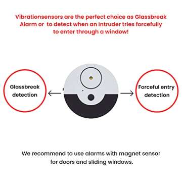 CATSONIC Premium Window Alarm Device Set - Extra Loud 130dB Alarm & Vibration Sensors - Universal Compatibility & Easy Installation - Great for Home, Office & RV Security (6 Set Black)