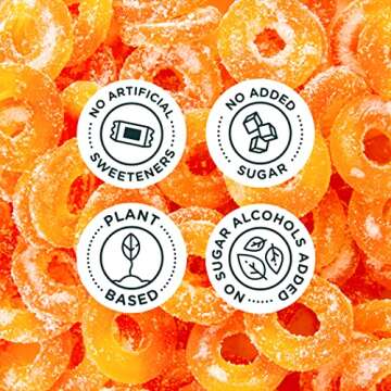 SmartSweets Peach Rings, Low Sugar Gummy Candy (3g), Low Calorie (130), Gluten-Free -1.8oz (Pack of 12) Packaging may vary