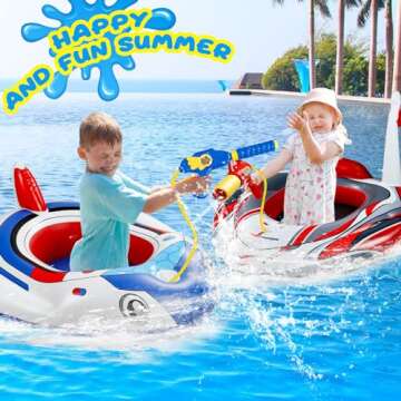 Pool Floats Toys for Kids - Toddler Pool Floats with Water Gun, Inflatable Ride-on for Boys Girls Age 3-8, Outdoor Games, Water Toys, Summer Swimming Fun