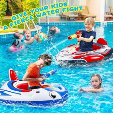 Pool Floats Toys for Kids - Toddler Pool Floats with Water Gun, Inflatable Ride-on for Boys Girls Age 3-8, Outdoor Games, Water Toys, Summer Swimming Fun