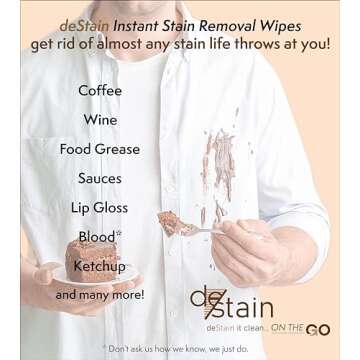 deStain Wipes | On The Go | Instant Clothes Stain Removal | Innovative Technology | Environmentally Friendly | 2 x 10 Wipes