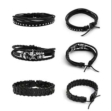 Punk Goth Leather Skull Bracelets for Rock Style