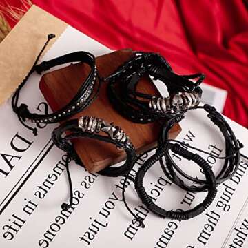 Punk Goth Leather Skull Bracelets for Rock Style