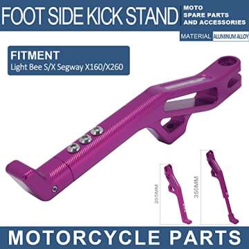 JFG RACING Sur Ron Kickstand,Motorcycle Kick Stand Side Aluminum Alloy CNC Adjustable for Surron Light Bee S/X Segway X160/X260 Talaria Sting Purple