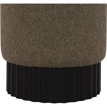 Meridian Furniture 22046Olive Veranda Collection Mid-Century Modern Ottoman/Stool with Rich Olive Green Boucle Fabric, Solid Wood Black Finish Base, 16" W x 16" D x 17" H, Olive