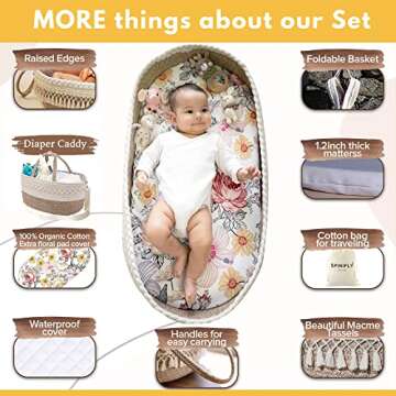 Macrame Baby Changing Basket Set - Boho Nursery Essential