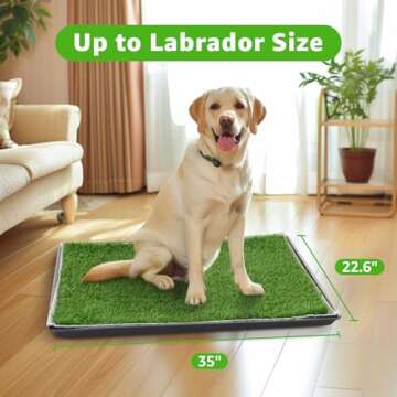 Dog Grass Large Potty Patch, Dog Litter Boxes Artificial Dog Grass Bathroom Turf for Pet Training, Washable Puppy Pee Pad, Perfect Indoor/Outdoor Portable Potty Pet Loo (Tray system-35"X22.6")