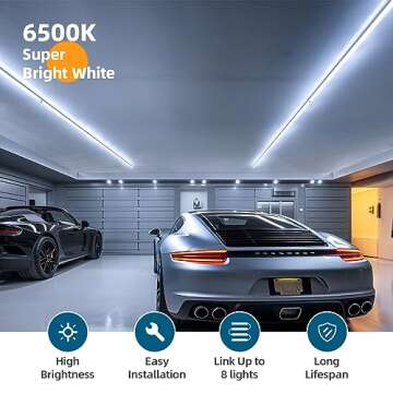 Barrina T5 4FT LED Shop Light, 2 Pcs Power Cords 6500K Super Bright White 2200lm 20W Utility Light Fixture, Ceiling Under Cabinet Light for Workshop Garage, Corded Electric with ON/Off Switch, 6 Pack